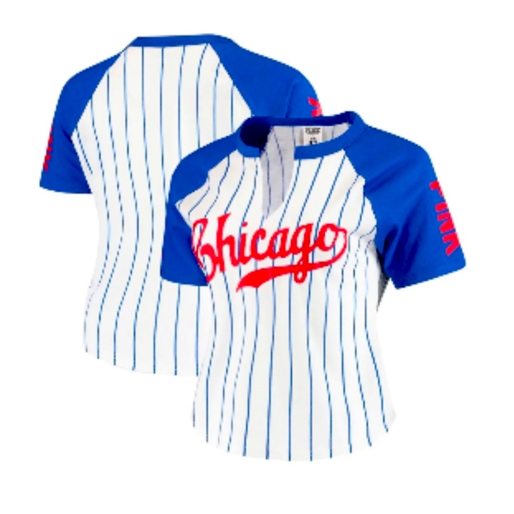 VS PINK CHICAGO CUBS BASEBALL CROP TOP SHIRT